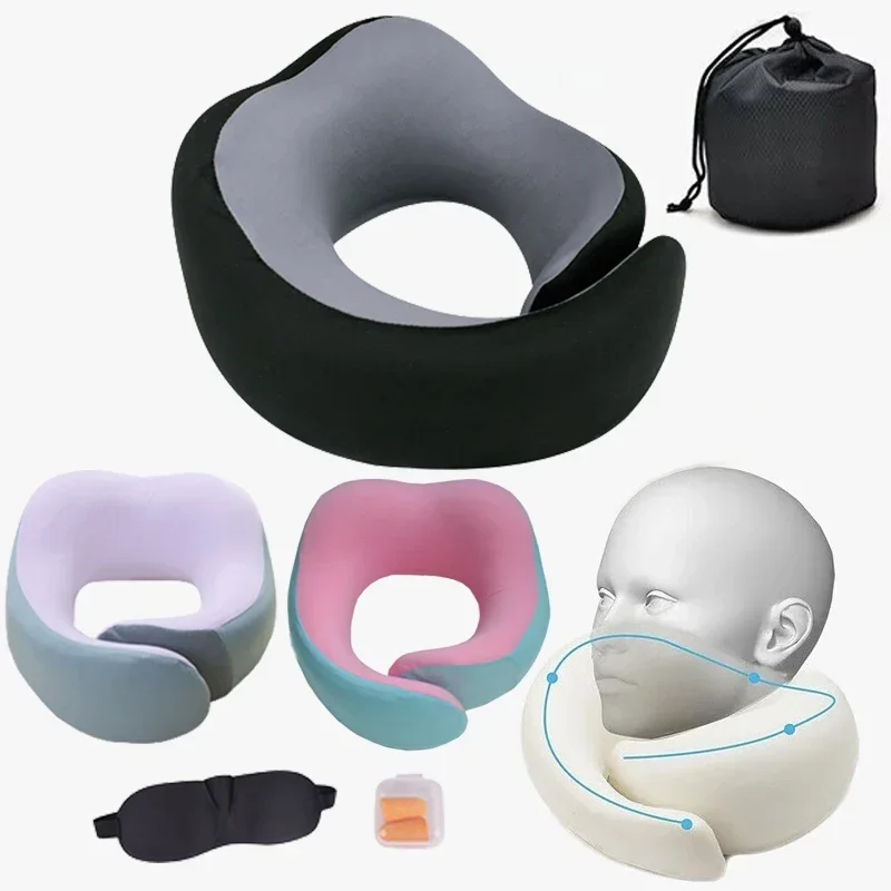 

U Shaped Memory Foam Pillow Portable Soft Comfortable Massage Neck Pillow Office Home Travel Sleeping Pillow