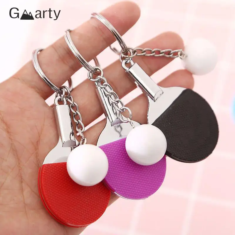 Table Tennis Ball Bowling Ball Keychain 7 Color Sport Ping Pong Key Chain Keyring Key Ring Souvenir Gift Ornament For Men Women