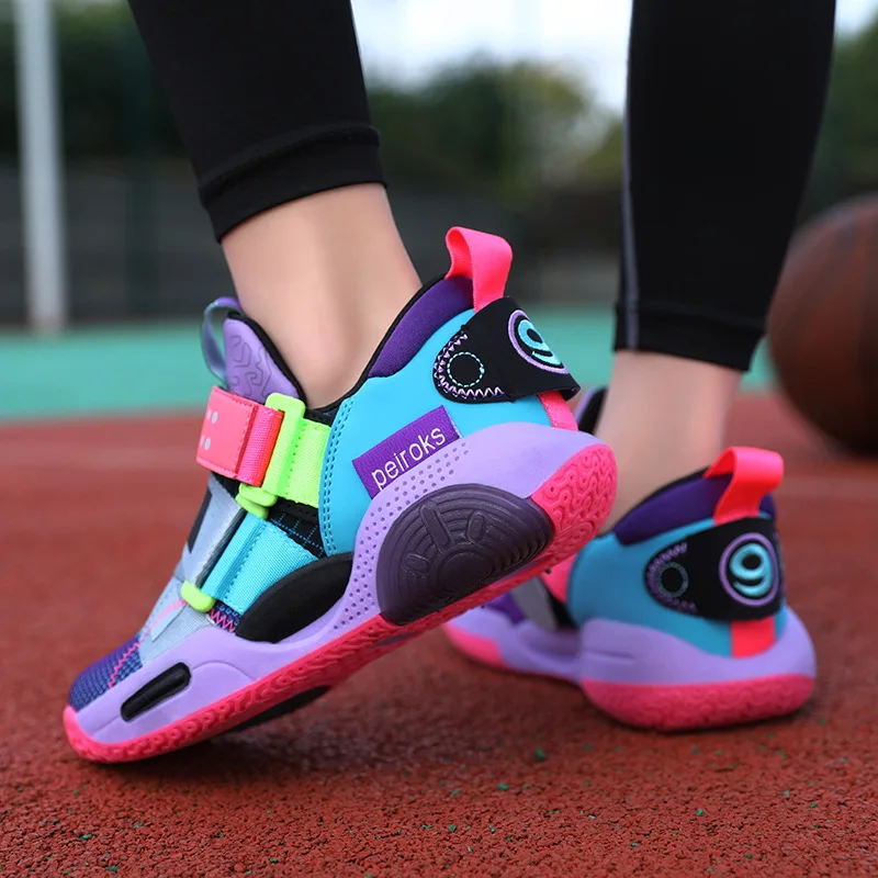 2022 Fashion Colorful Children's Basketball Shoes Outdoor Breathable Platform Sports Shoes for Boys Girls Sneakers basket enfant