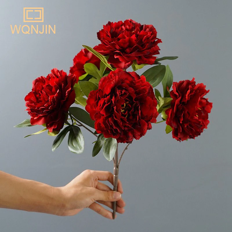 

1 Bunch of Simulation Peony Flower Silk Peony Bouquet Peony Bridal Bouquet Fake Flower Home DIY Christmas Wedding Decorat