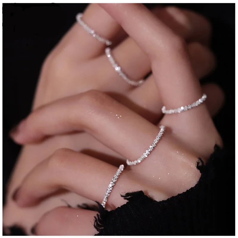 

New Bright silver caterpillar ring female ins design silver-plated simple index finger ring accessories girls holiday Toys gifts