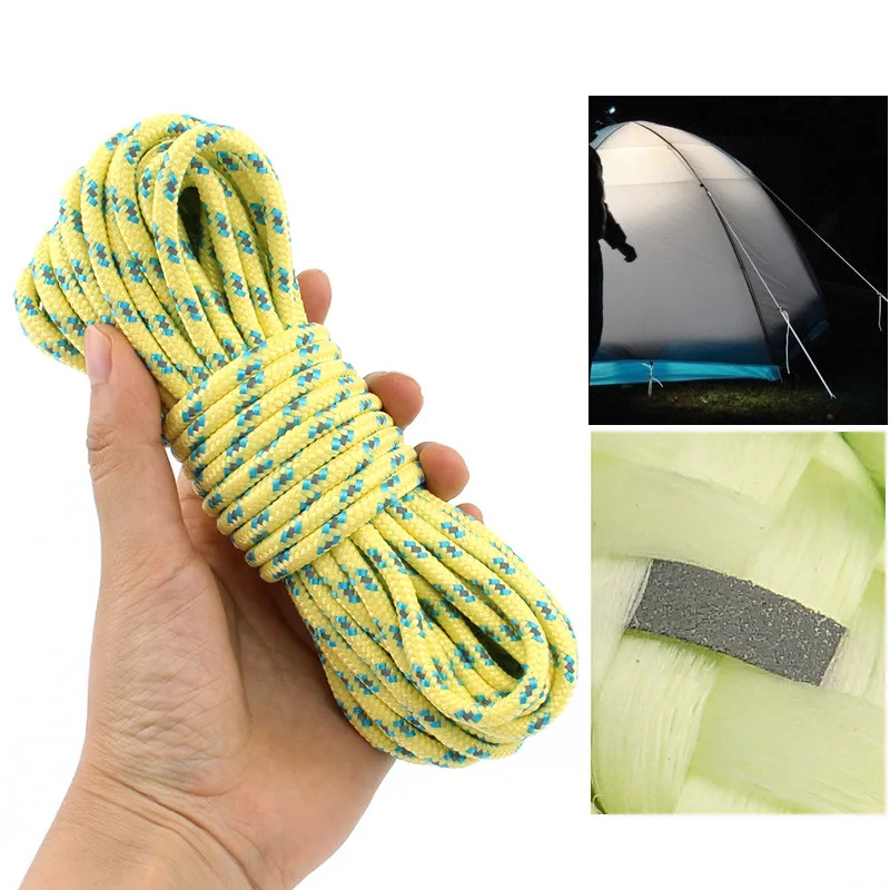 

4mm 5mm Reflective Guy Rope 20M Outdoor Camping Tent Awning Canopy Pull Thick Wind Rope Windproof Accessories Clothesline