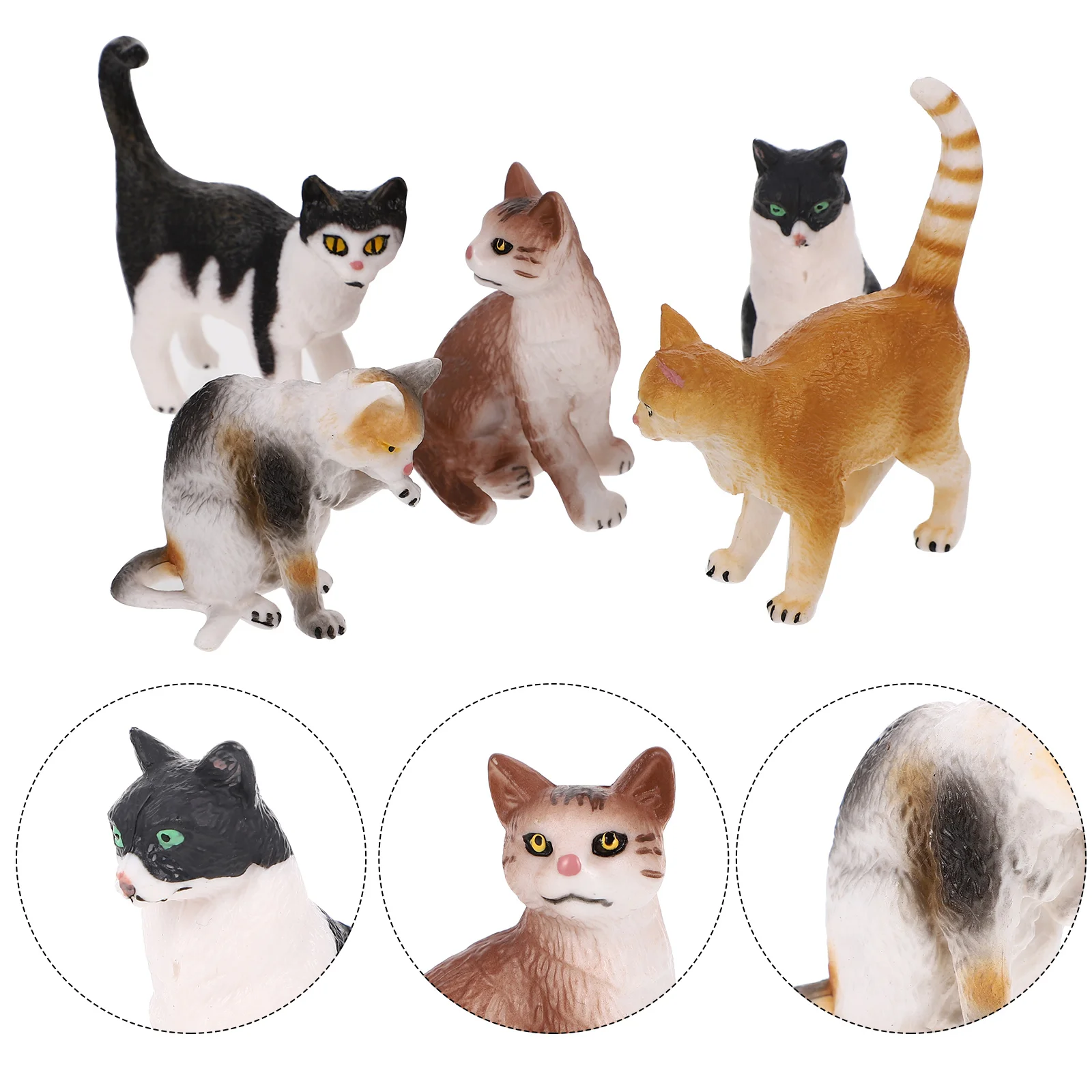 

5Pcs Cat Figurines Realistic Cat Animal Toys Lovely Desktop Decors