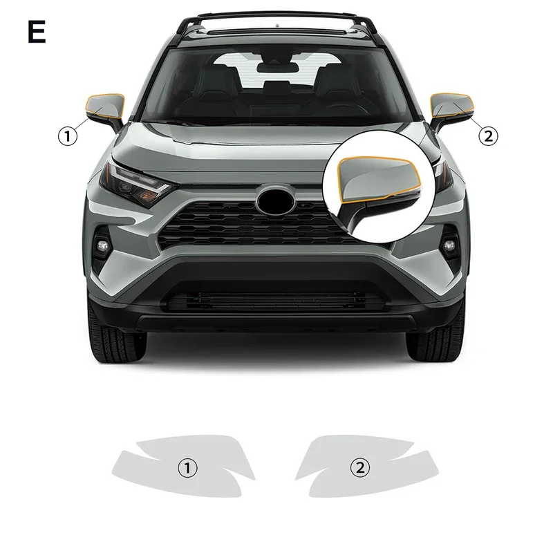 

Предварительно вырезанная защитная прозрачная пленка PFCC для Toyota RAV4 Hybrid XA50 2019-2024, передняя фара заднего вида PPF, ТПУ, прозрачная