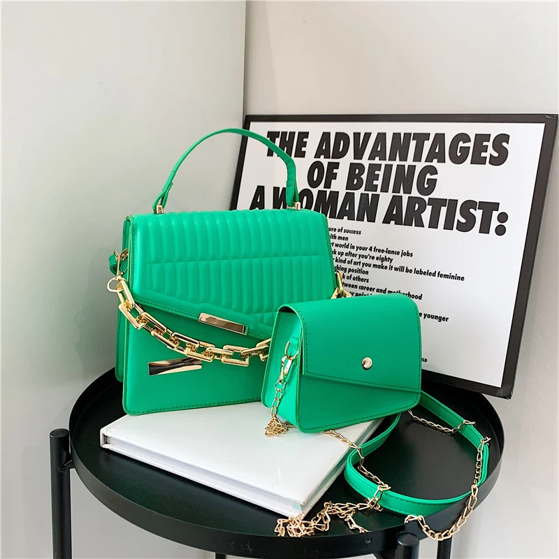 

Дизайнерская сумка для женщин, модная брендовая Роскошная квадратная сумочка на плечо с толстой цепочкой, маленькая Классическая Дамская сумка-мессенджер 2 в 1