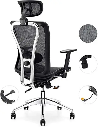 

Компьютерное кресло, компьютерное кресло из дышащей сетки с эргономичной регулируемой поддержкой поясницы, черное вращающееся настольное кресло с регулируемым подлокотником a