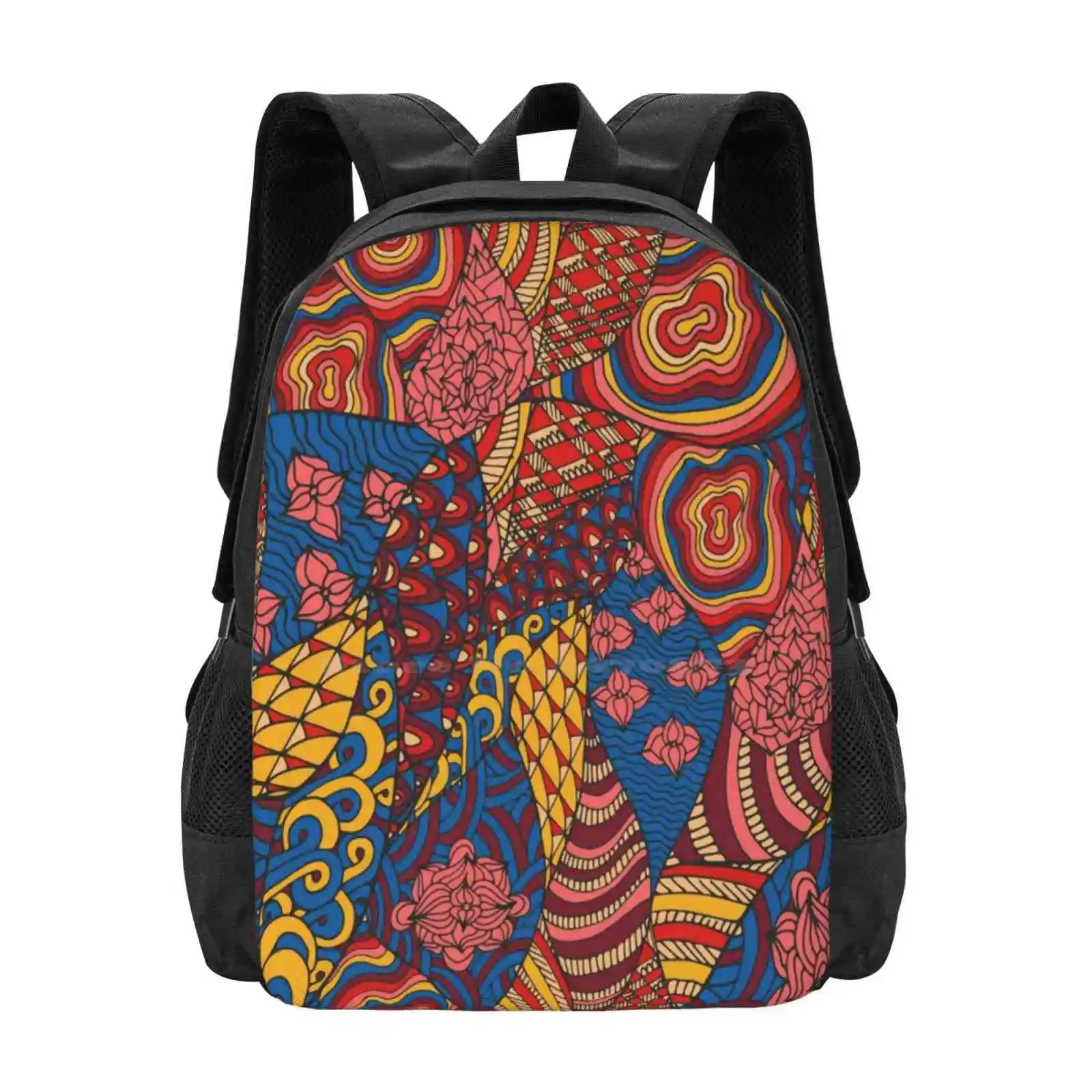

60S Hippie Psychedelic Pattern School Bag Big Capacity Backpack Laptop Abstract Bright Colorful Colourful Crazy Creative Curve