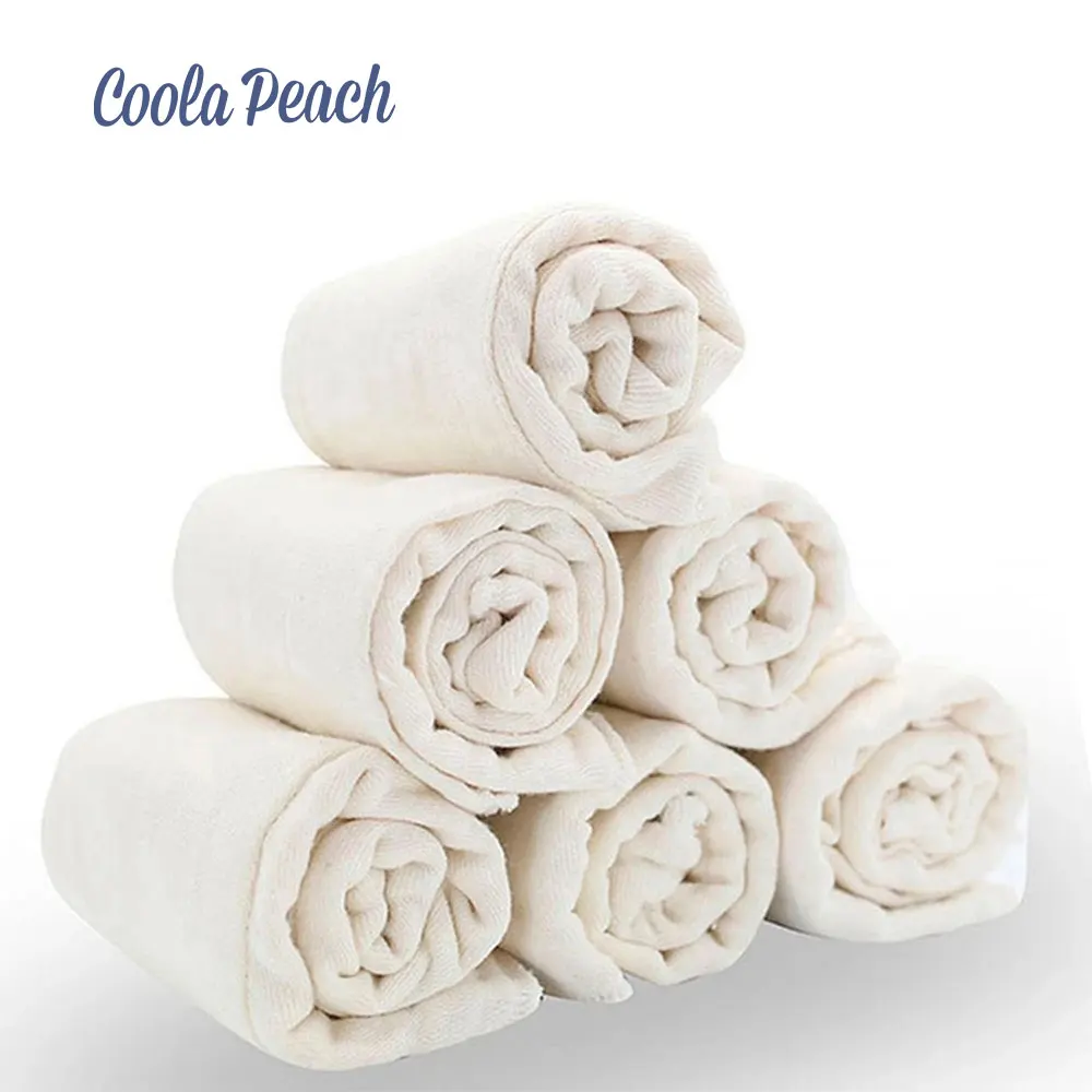 Coola Peach 1pc/3pcs/6pcs/Lot Muslin Cotton Diaper Insert Unbleached Baby Prefold Cloth Nappy Liners