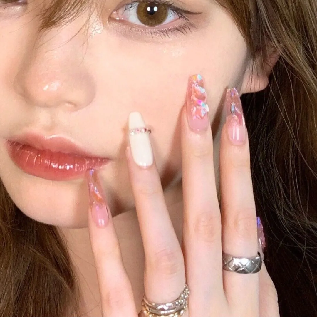 

Nail Art Full Cover Artificial Fake Nails Elf Long Ballerina Press on Nails Pink Reusable False Nail European and American Nail