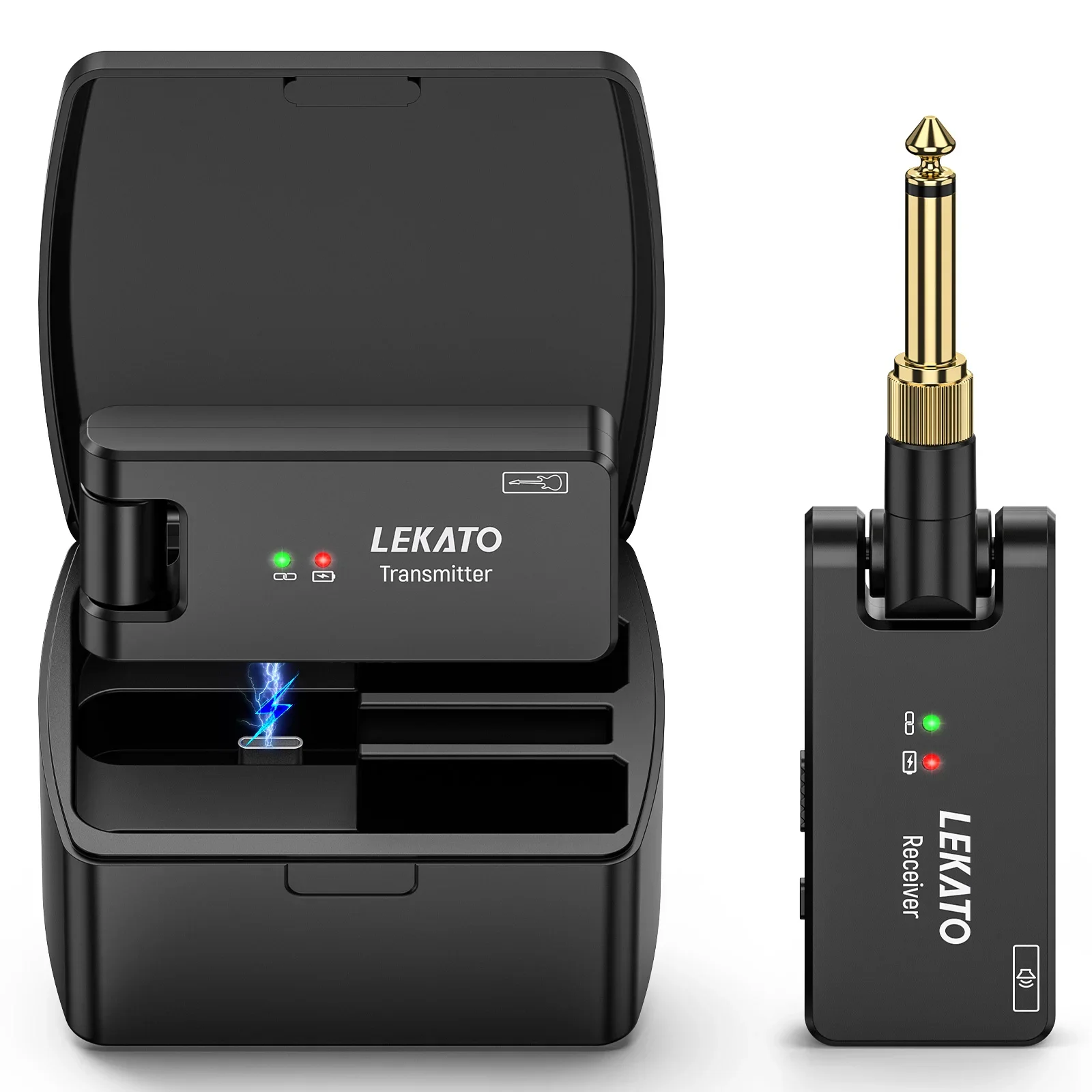 Фото Новый беспроводной гитарный комплект Plug-&Play Lekato Ws-100, 2,4 ГГц, перезаряжаемая система - автоматическое сопряжение Tx/rx №1