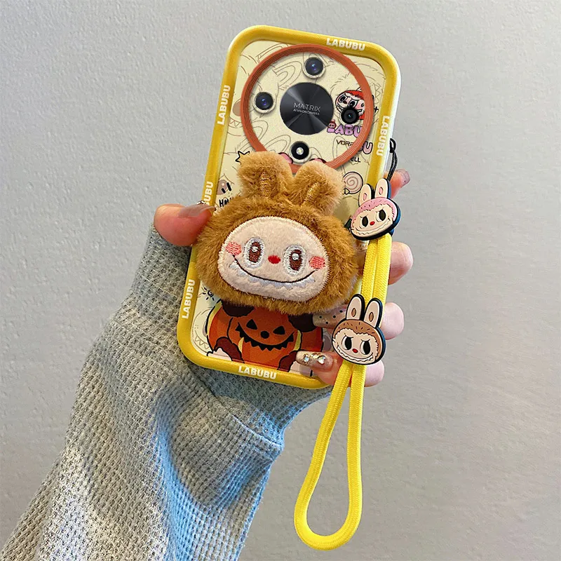 3D мультфильм прекрасный плюшевый чехол с подвеской в виде веревки Labubu аксессуары