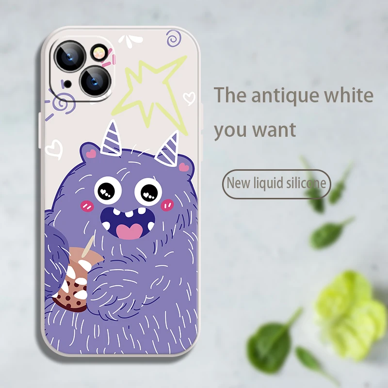 

Lovely Monster Phone Case For iPhone 12 7 7P SE 2020 6 6s 8 Plus 11 12 13 Max Pro Mini X Xr Xs Nwiz Funda Taser Cartoon Slot