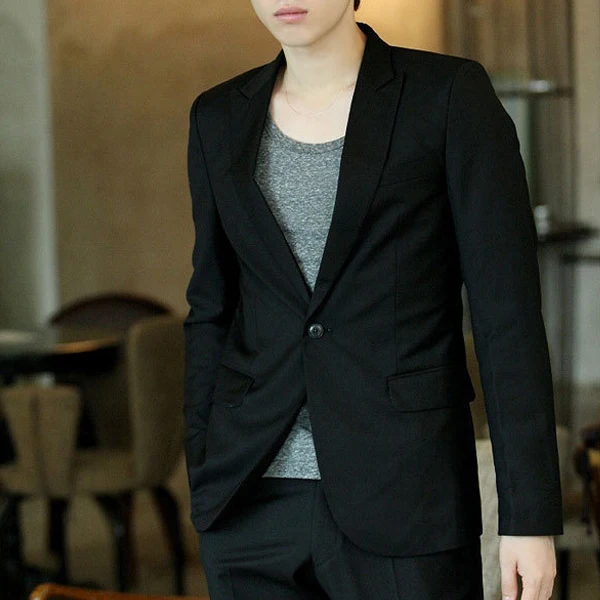 

Fashionable Jackets Clothes Casual Men's Coat Office Blazer Black Suit Business Tuxedos Coat V-neck Slim Daily Male Korean Style