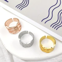 men open adjustable trendy ring stainless steel hollow reticulated rings gold jewelry gift free shipping anillo acero inoxidable