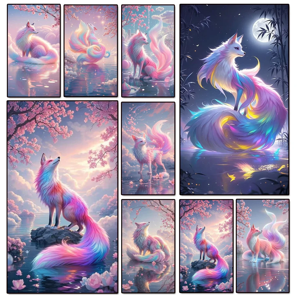 Алмазная картина Funbeads Розовая лиса 5D