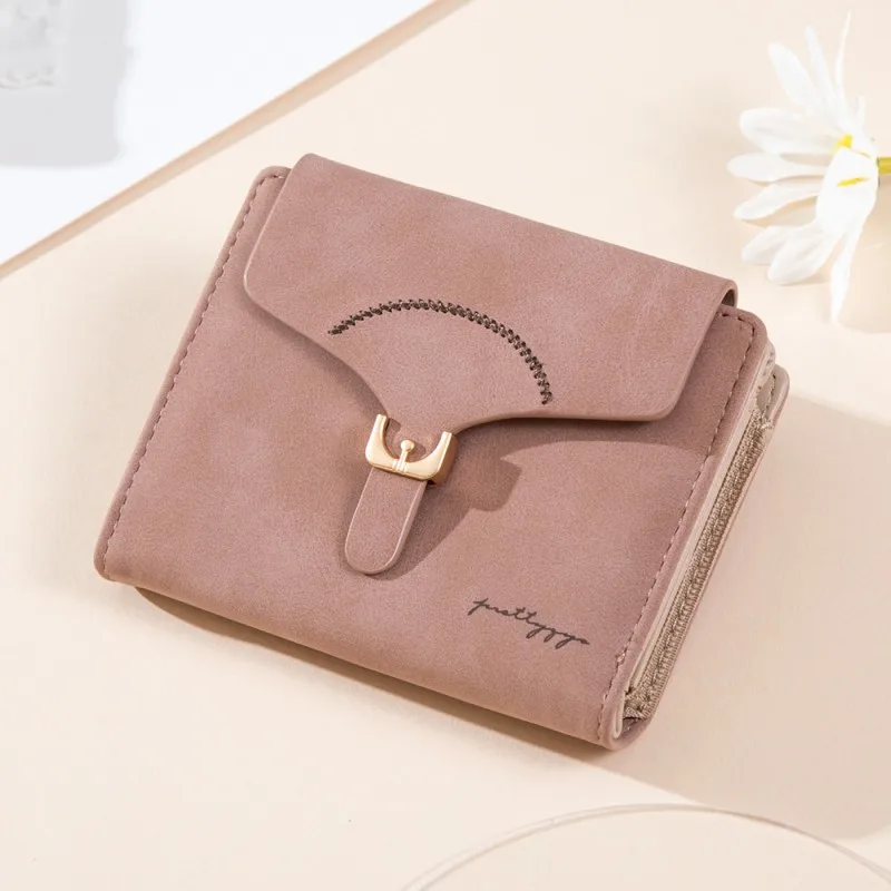 

2023 New Women's Wallet Retro Frosted Buckle Women's Handbag Women's Card Bag