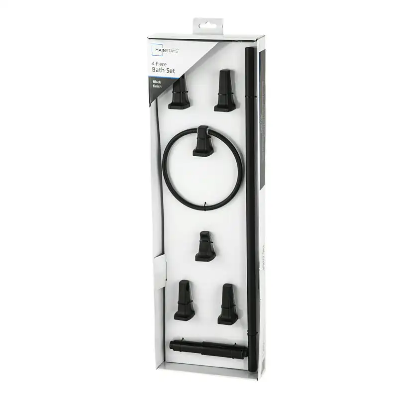 

Стильный набор аксессуаров для ванны из 4 предметов, матовая Черная отделка