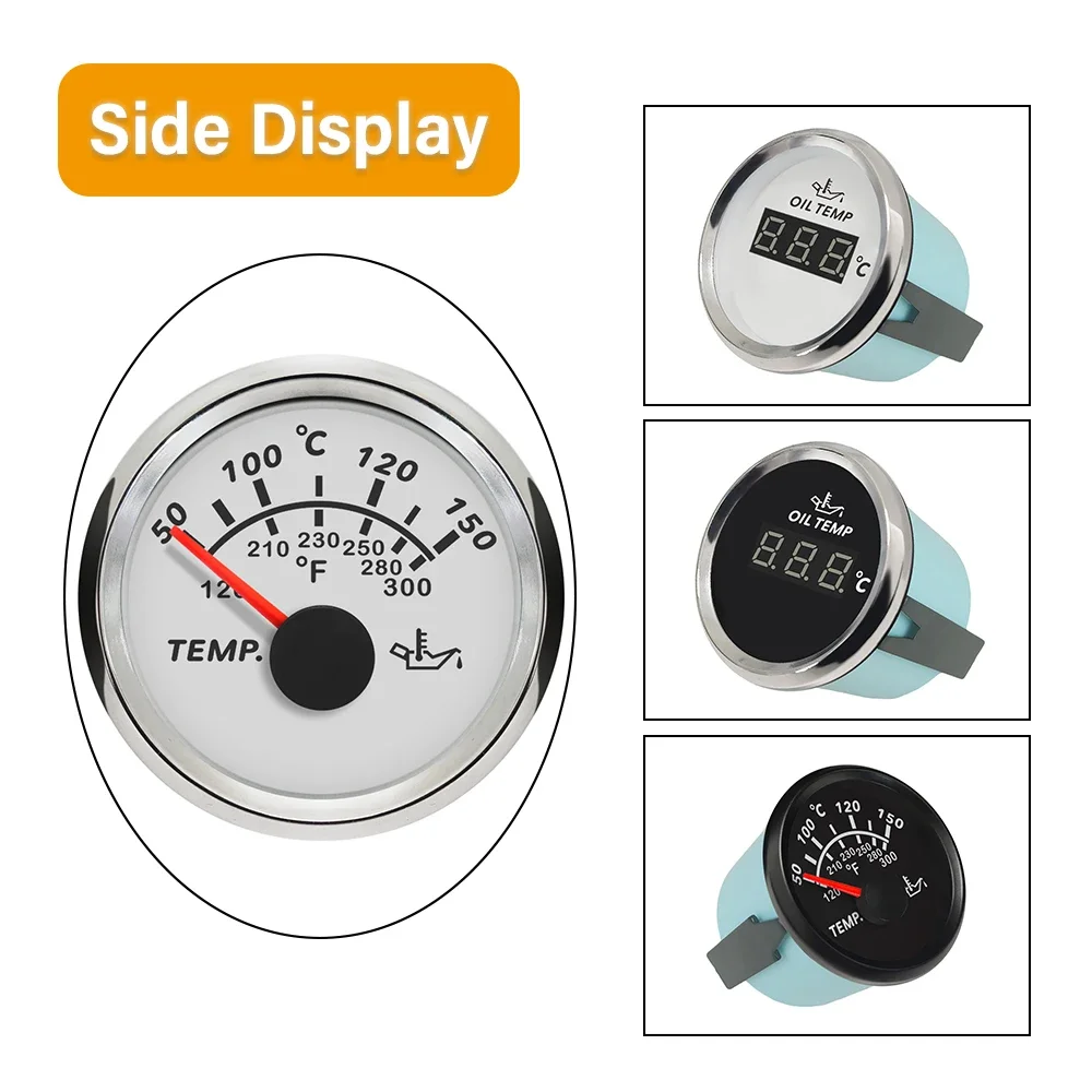 Популярный водонепроницаемый измеритель температуры масла 52 мм 50-150 ℃ с красной