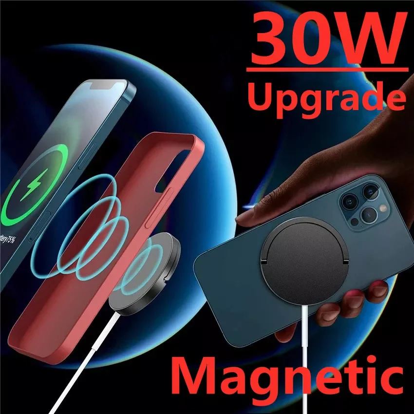 

Magnetic Wireless Charger For iPhone 13 12 Pro Max Mini Magnet Charger With Bracket QI Fast Charging Pad For Samsung Xiaomi