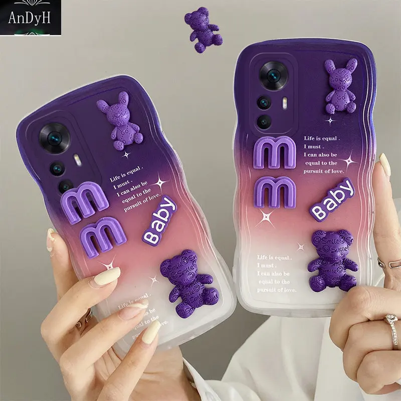 

Wavy Baby 3D Bear Bracelet Case On For Xiaomi Mi 12T 10 12 Redmi 10 10C 10A 9C Note 10S 11S 11 10 Pro Poco X3 F3 Silicone Cover