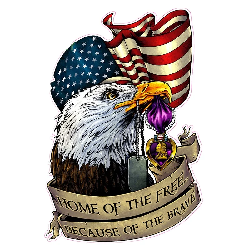 

Purple Heart Eagle Flag Home of The Free Sticker Car Decal Waterproof Pegatinas Para Coche N206