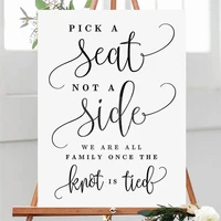 wedding welcome sign board stickers pick a seat not a side quote wall decal wedding sign guests vinyl murals decoration3942