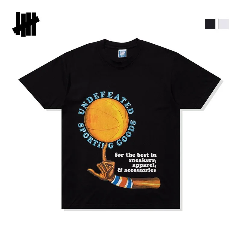 

Summer Undefeated Fashion Men's Short-Sleeved T-Shirt Trend Letters Fingertip Basketball Printing Casual Cotton Round Neck Tops