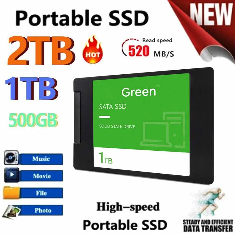 

Новинка 2022, встроенный твердотельный накопитель SSD SATA 3,0, высокоскоростной, с низким энергопотреблением, 2 ТБ, мобильный жесткий диск большой...