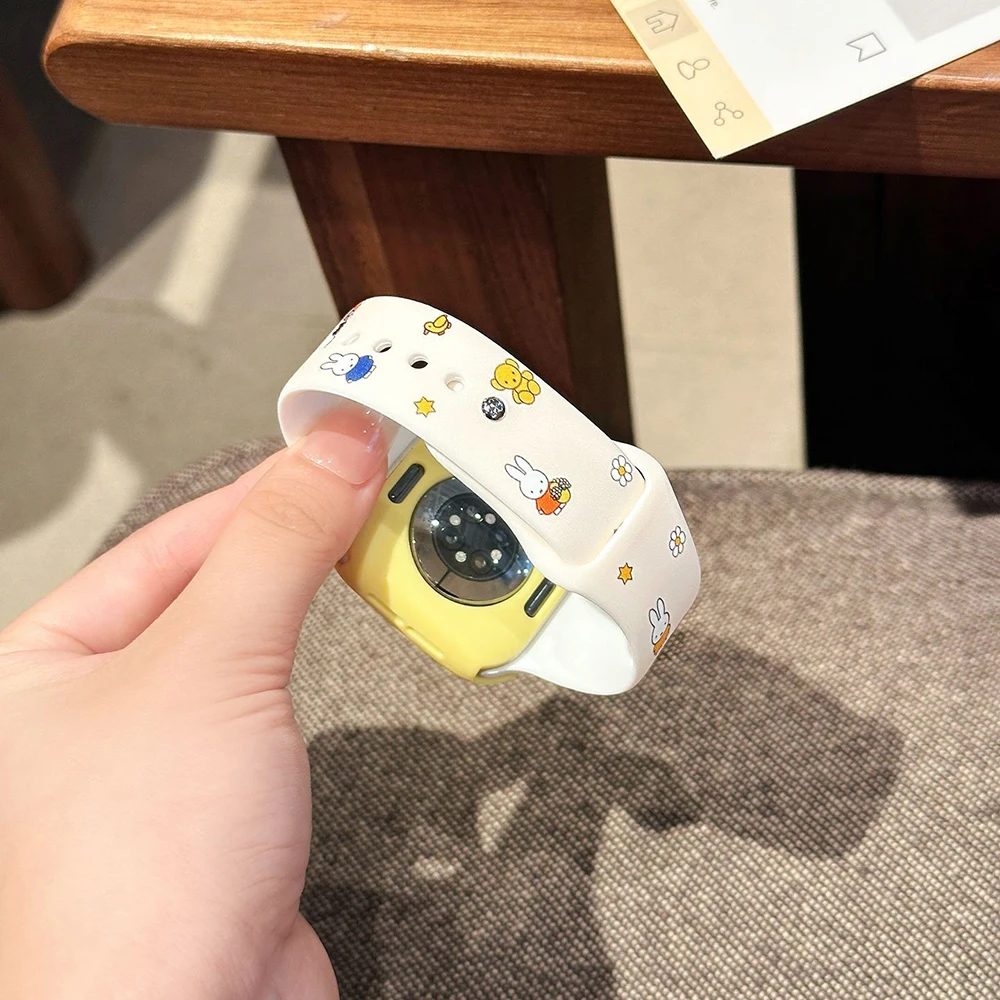 Kawaii Miffy Iwatch S12345678910SEUltra12 ремешок для часов с циферблатом, защитный чехол, милый ремешок для часов, силиконовый чехол для девочки, подарок (art.: 3920d16b3e415) - 3920d16b3e415
