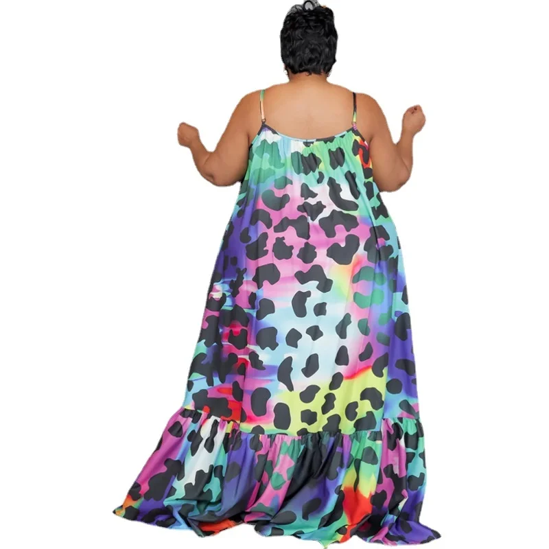 Plus Size 2023 Summer Clothes Women Fashion Printed Dresses Casual Halter Maxi Long Dress Beachwear Whol 3xl 4xl 5xl 6xl