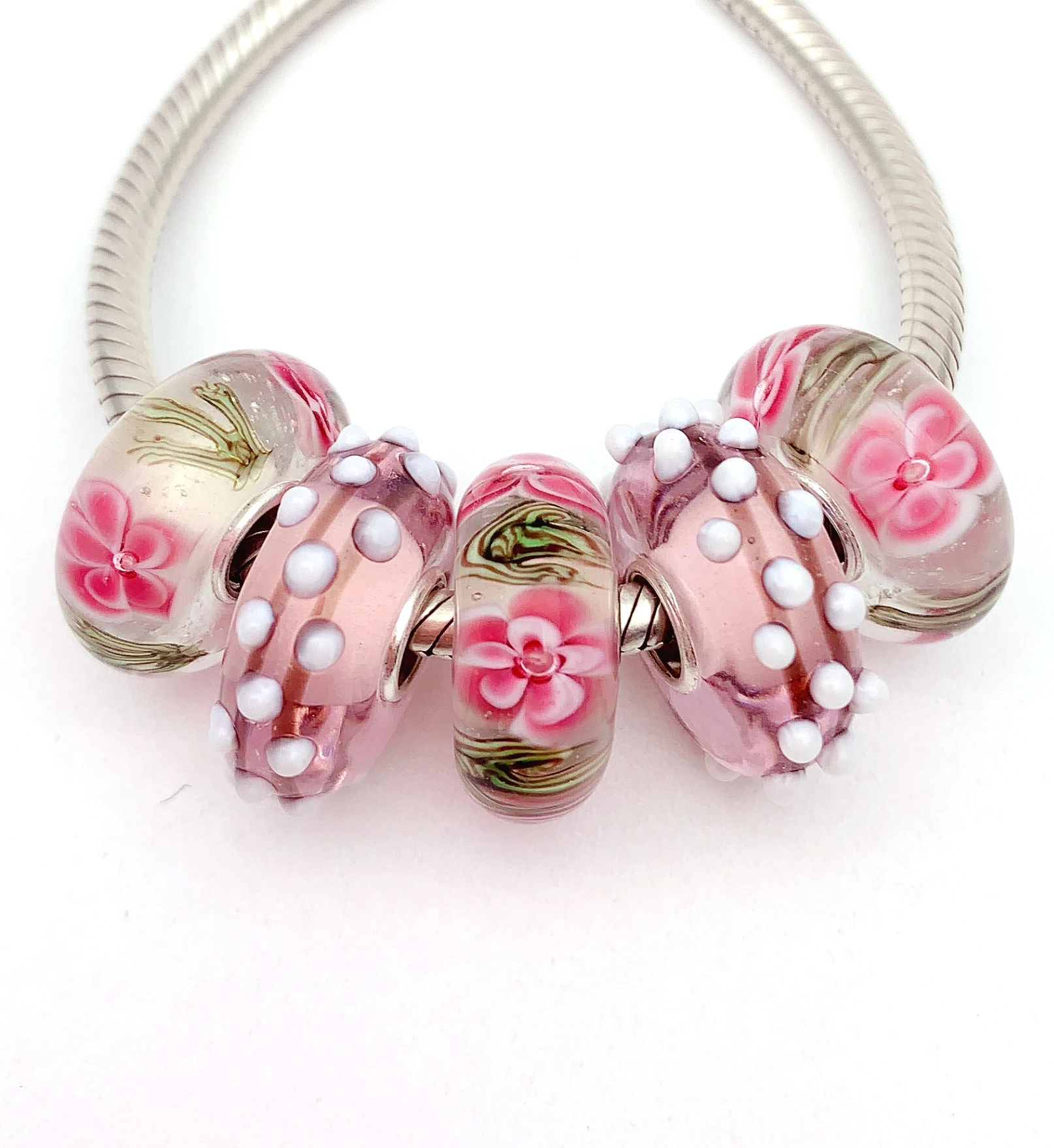 

XHYG83 5X 100% Authenticity S925 Sterling Silver Beads Murano Glass beads Fit European Charms Bracelet diy jewelry Lampwork