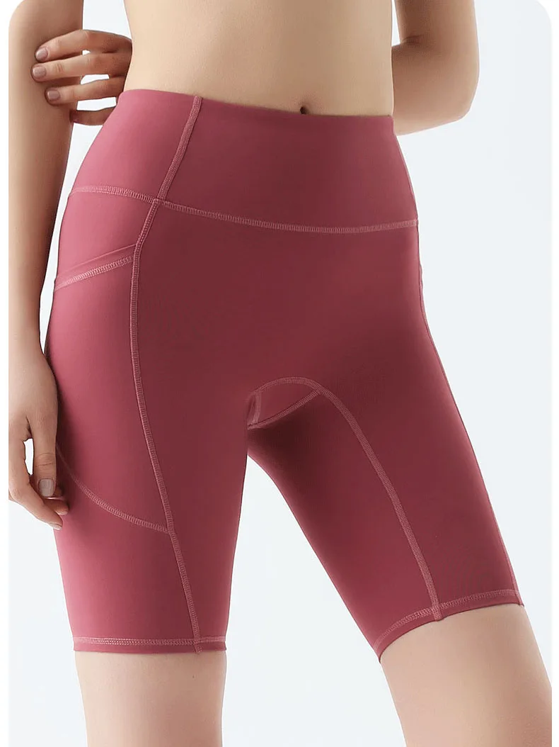 2023 New Women's Yoga Tights Fitness Pocket High Waist Push Up Short Cycling Pants Sports Breathable Pants Seamless Gym Leggings