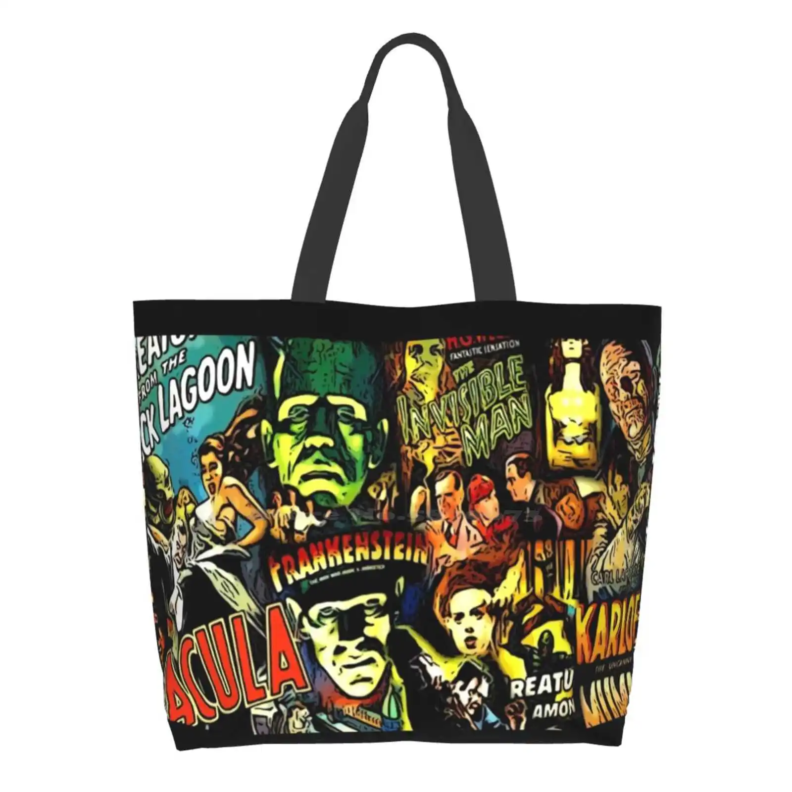 

Horror Cult Universal Monsters Movies Face Mask Large Size Reusable Foldable Shopping Bag Horror Scary Cult Movie Social