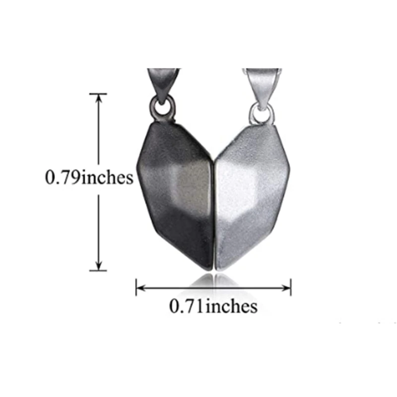 

R3MC 2Pcs Lover Heart Pendant Magnetic Distance Faceted Heart Pendant Friendship Wishing Stone Puzzle Pendant Jewelry Making