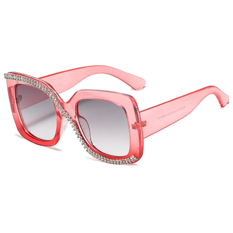 

ZAOLIHU Pink Women Diamond Sunglasses Square Design Rhinestone Gorgeous Eyeglasses Colorful Mens Summer Sun Glasses Adult Gafas