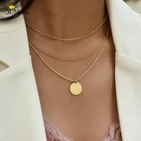 3umeter personality circle pendant necklace retro fashion choker necklace for women clavicle chain jewelry valentines day gift