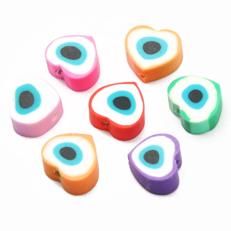 20/50/100pcs Mixed Eye Clay Heart Spacer Beads Polymer For Jewelry Making Diy Bracelet Necklace Handmade Accessorie - купить по