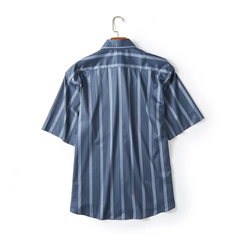 Jenny&Dave  England Style Fashion Simple Striped Loose Short Sleeve Casual Shirt Man Summer Blouse Man Tops