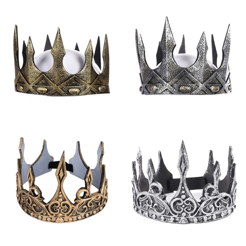 

Imperial Crown Soft PU Crown Headwear Halloween Crown Headdress Antique King Crown-Cosplay Props for Party Theater Proms