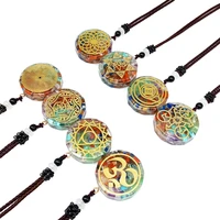 seven chakra power stone necklace natural crystal gravel pendant divination sweater chain polygonal geometric jewelry gift