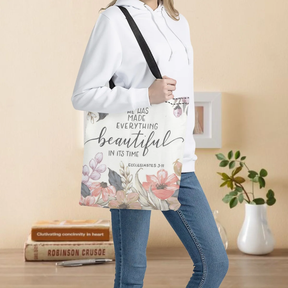 

Ladies Bags The Book of Christian Songs and Songs Large Capacity Foldable Bible Pack Reusable Beach Girls Shopping Shoulder Bag