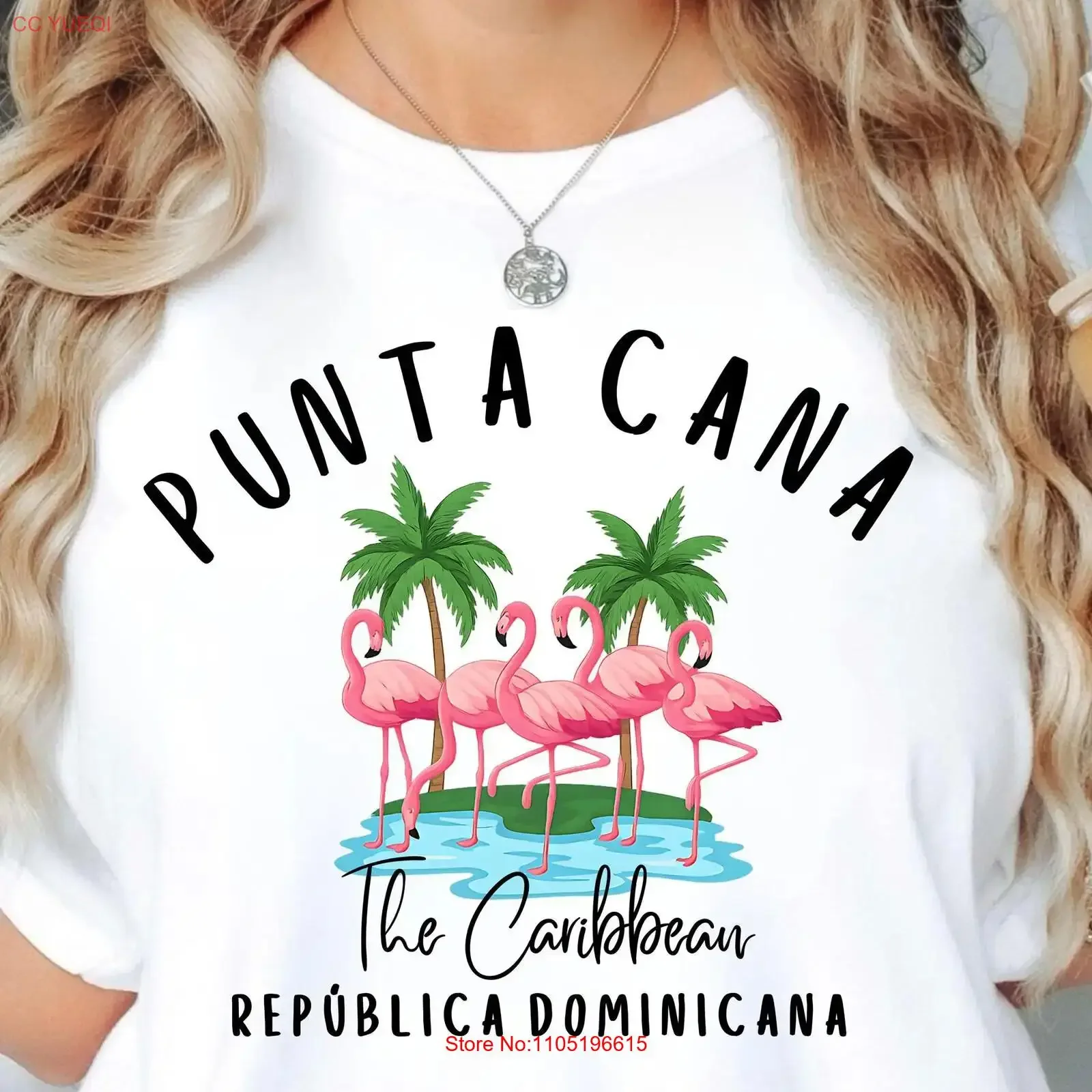 Фото Футболка Punta Cana Caribbean Flamingo Dominican Republic The Republica Dominicana винтажная стираная повседневная модная мягкая футболка унисекс №1