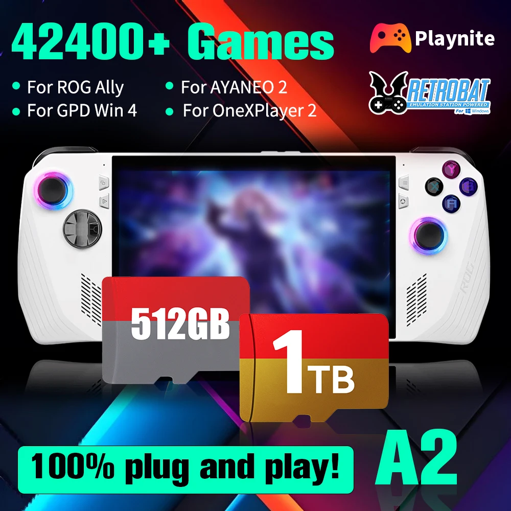 Фото Игровая карта для портативных игровых консолей ROG Ally/Ayaneo/OnexPlayer/GDP WIN4/ПК для эмуляторов PS3/PS2/SS/PS1/PSP/DC/MAME и 42300+игр №1