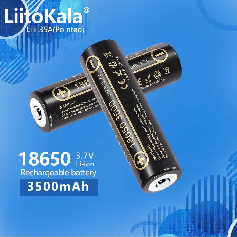 

1-10pcs 100% Original LiitoKala Lii-35A Pointed 3.7V 3500mAh 10A Discharging Rechargeable Batteries 18650 Battery/UAV