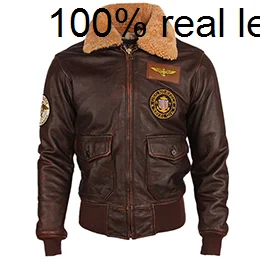 

Thick 100% Calfskin Quilted Natural Fur Collar Vintage Distressed Leather Jacket Men Warm Winter Coat M253