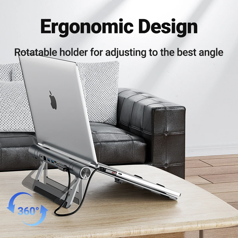 ACEFAST алюминиевый держатель для ноутбука 8 в 1 USB C концентратор док-станция 4K HDMI USB3.1