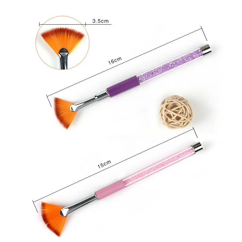 

Щетка для чистки ногтей, подвязка в форме веера, ручка стразы, кисти для удаления пыли и блестящего порошка, инструменты для маникюра и дизай...