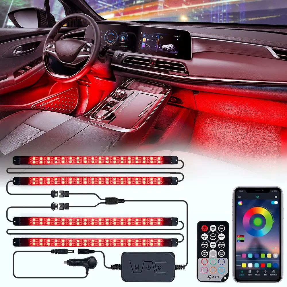 

4PC Celestial Series Double Row RGB LED Interior Car Light Set - Bluetooth and Remote Control