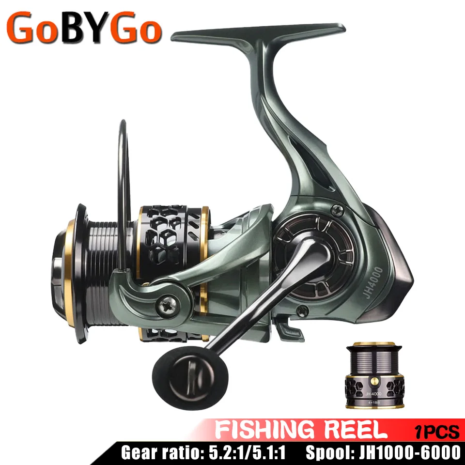 

Max Drag 8KG Gear Ratio 5.2:1 Metal Fishing Reel JH1000-6000 5BBS Big Pulling Spinning Wheel Spool Handle Reel Fishing Tackle