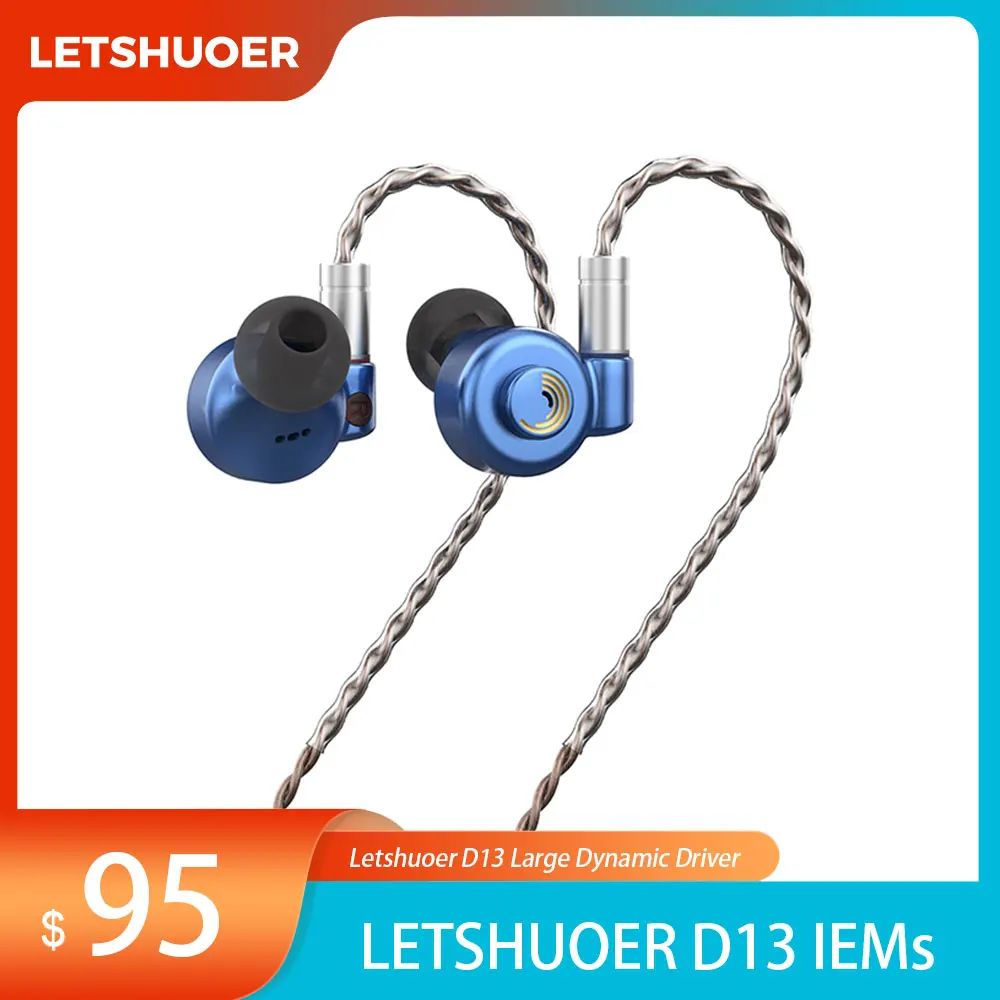 

Letshuoer Shuoer D13 Best In Ear Wired Hifi IEMs Earphone Noise Cancel Bass 13mm Large Dynamic Driver Hi-fi Headphones Monitor